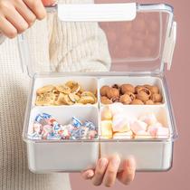 Bandeja de servir dividida MineSign com tampa para recipiente de charcutaria vegetariana, controle de porções, saladeira com 4 caixas removíveis, caixas organizadoras de geladeira empilháveis, organizador de armazenamento de alimentos, Produce Saver