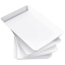 Bandeja de servir Lifewit Plastic 4 peças branca para festa 38x25cm