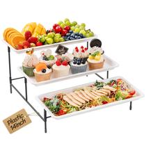 Bandeja de servir Lifewit Plastic de 3 camadas para festa 35,5 x 21 cm branca Bandeja de servir Lifewit Plastic de 3 camadas para festa 35,5 x 21 cm branca