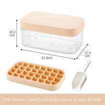 Bandeja de Silicone Cubos de Gelo com Tampa e Caixa de Armazenamento Cor:Rosa
