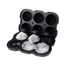 Bandeja de Silicone para Molde de Gelo - 4 Cubos para Whisky, Cerveja e Coquetéis