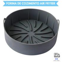 Bandeja de Silicone Reutilizável Air Fryer Forma Silicone Cozimento Redonda Para Fritadeira Air Fryer com Alça Clink Lavável
