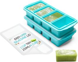 Bandeja de Silicone Xomoo para Freezer com Tampa - Pacote com 2 Porções de 1 Xícara