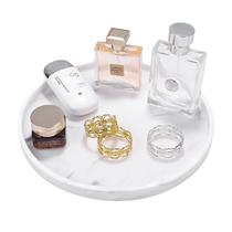 Bandeja de toucador Luxspire Round Marble White Resin 27cm