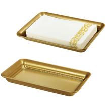 Bandeja de Toucador Vintage SheeChung - Farmhouse de Metal Dourado (Pacote com 2)