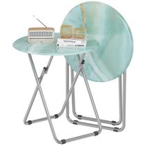 Bandeja de TV de mesa Fleecy day Round Pequena Dobrável Azul Oceano