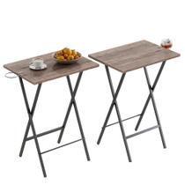 Bandeja de TV dobrável VECELO, conjunto de 2 com porta-copos, café e preto