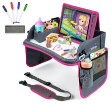 Bandeja de Viagem Infantil WITRIP com Placa Apagável a Seco - Cinza/Rosa Bandeja de Viagem Infantil WITRIP com Placa Apagável a Seco - Cinza/Rosa