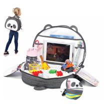 Bandeja de viagem para assento de carro Lulyboo Panda com mochila e porta-copos