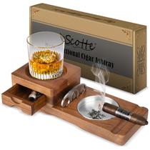 Bandeja de vidro Ashtray Coaster Whisky e cinzeiro de madeira Scotte