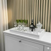 Bandeja De Vidro Branco Luxo Aparador 40x30