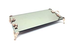 Bandeja de vidro bronze c/rose c/alcas 12x25 Bandeja de vidro bronze c/rose c/alcas 12x25
