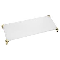 Bandeja de Vidro C/ Pé Luxo Lavabo Banheiro Sala Mesa 25x10 Bandeja de Vidro C/ Pé Luxo Lavabo Banheiro Sala Mesa 25x10