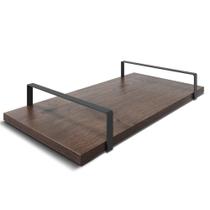 Bandeja Decorativa 25x50cm Borda Infinita Castanho Com Alça Preta Bandeja Decorativa 25x50cm Borda Infinita Castanho Com Alça Preta