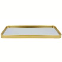 Bandeja Decorativa 30x11cm em Vidro-Dourado