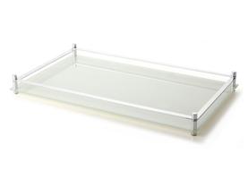 Bandeja Decorativa Aparador Grande Vidro Branco Perolizado 32x54 Luxo Bar Mesa Cozinha Casa Organização Sofisticado Alto Padrão Qualidade