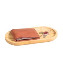 Bandeja Decorativa Bambu Porta Joia Objetos Potes Oval Banheiro Lavabo Sala Decoração Oikos