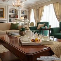 Bandeja Decorativa Branca Alças Pratas Retangular Banheiro