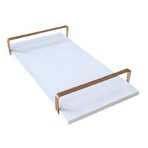 Bandeja Decorativa Branca com Borda Infinita Alça Cobre Bandeja Decorativa Branca com Borda Infinita Alça Cobre