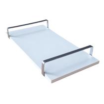 Bandeja Decorativa Branca com Borda Infinita Alça Prata Bandeja Decorativa Branca com Borda Infinita Alça Prata
