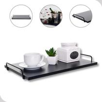 Bandeja Decorativa Café Preta Cozinha Sala 47cm Com Alça Metaltru