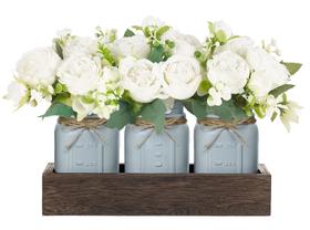 Bandeja decorativa central de mesa Mkono Mason Jar com flores