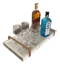 Bandeja Decorativa Com Alça Dourada Marmorizado Grande Bandeja Decorativa Com Alça Dourada Marmorizado Grande