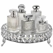 Bandeja Decorativa Com Espelho Cristal Luxo Redonda Perfumes Taças Maquiagem Cosméticos Penteadeira Bandeja Decorativa Com Espelho Cristal Luxo Redonda Perfumes Taças Maquiagem Cosméticos Penteadeira