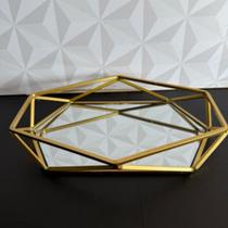 Bandeja decorativa com espelho hexagonal para ambiente banheiro cozinha cantinho do café bandeija