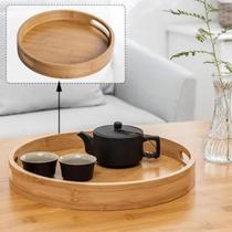 Bandeja Decorativa de Bambu 35 cm p/ Café da Manhã Redonda