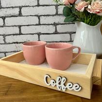 Bandeja Decorativa de Madeira Coffee, Bandeja Coffee, Cantinho do Café, Decoração Mesa Posa