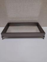 Bandeja Decorativa de Madeira Pé de Metal Lisa 16x26x5 Bandeja Decorativa de Madeira Pé de Metal Lisa 16x26x5