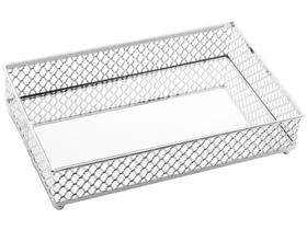 Bandeja Decorativa de Metal com Espelho Barcelona Prata Lyor Bandeja Decorativa de Metal com Espelho Barcelona Prata Lyor