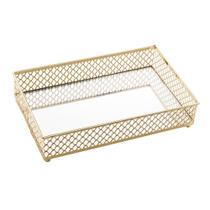 Bandeja Decorativa de Metal e Espelho Barcelona Dourada Lyor