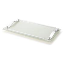 Bandeja Decorativa De Vidro Branco Perolizado 30x50 Cm Alto Padrao Luxo Servir Decorar Organizar Casa Cozinha Banheiro