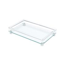 Bandeja Decorativa de Vidro com Pé Retangular 33cm x 20cm - Wolff Bandeja Decorativa de Vidro com Pé Retangular 33cm x 20cm - Wolff
