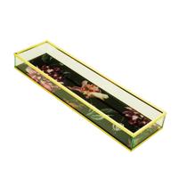 BANDEJA DECORATIVA DE VIDRO FLORAL PRETA 31x8x3CM ROJEMAC