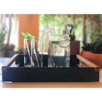 Bandeja Decorativa em Aço Carbono Linha Nexo Cor Preta 40x25cm