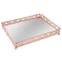Bandeja Decorativa em Ferro com Espelho 26,5cmx19cm Mart Collection Marrom Bandeja Decorativa em Ferro com Espelho 26,5cmx19cm Mart Collection Marrom