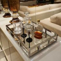 Bandeja Decorativa em Inox Espelhada para Lavabo