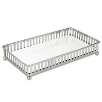 Bandeja Decorativa em Metal Prata com Espelho 24x12cm Mart