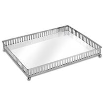 Bandeja Decorativa em Metal Prata com Espelho 27x19cm Mart