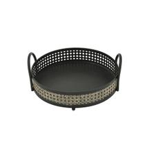 Bandeja decorativa em metal Royal Decor Palha 33x30x12cm Bandeja decorativa em metal Royal Decor Palha 33x30x12cm