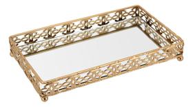 BANDEJA DECORATIVA ENFEITE PARA SERVIR LAVABO ESPELHADO METAL 3x22x13cm DOURADO BANDEJA DECORATIVA ENFEITE PARA SERVIR LAVABO ESPELHADO METAL 3x22x13cm DOURADO