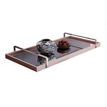 Bandeja Decorativa Espelhada Alça Cromada Larflex Bandeja Decorativa Espelhada Alça Cromada Larflex