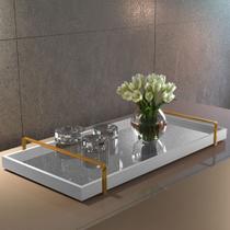 Bandeja Decorativa Espelhada Branca Alças Variadas