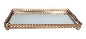 Bandeja Decorativa Espelhada Bronze 22,8 X 12,8 Cm Metal - Y888