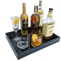 Bandeja Decorativa Espelhada de Mesa para Bebidas Taças - Preto 30x20 - Ébano Decor