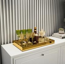 Bandeja Decorativa Espelhada Dourada Para Bar Sala Cozinha Decoração