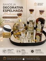 Bandeja Decorativa Espelhada em Couro Oval Organização Sofisticada para Sala, Quarto e Lavabo